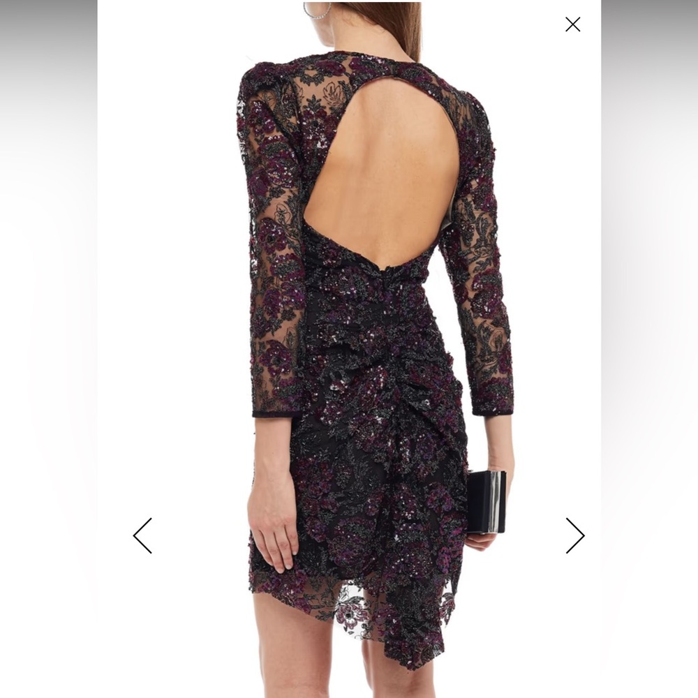 Monique Lhuillier embroidered tulle mini dress, Like New condition, Sz 6